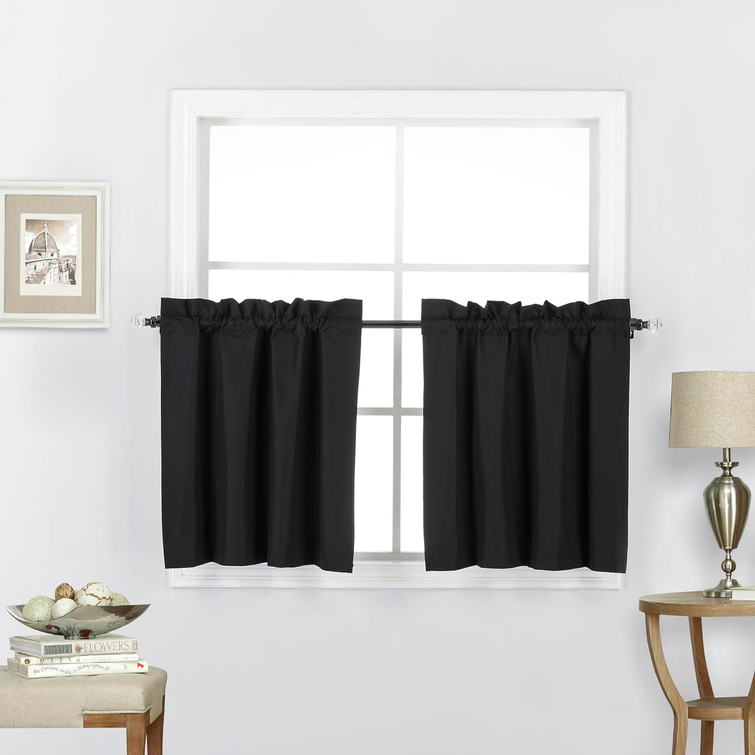 2 Short Panels 100% Blackout thermal insulated Window kitchen Curtain ...