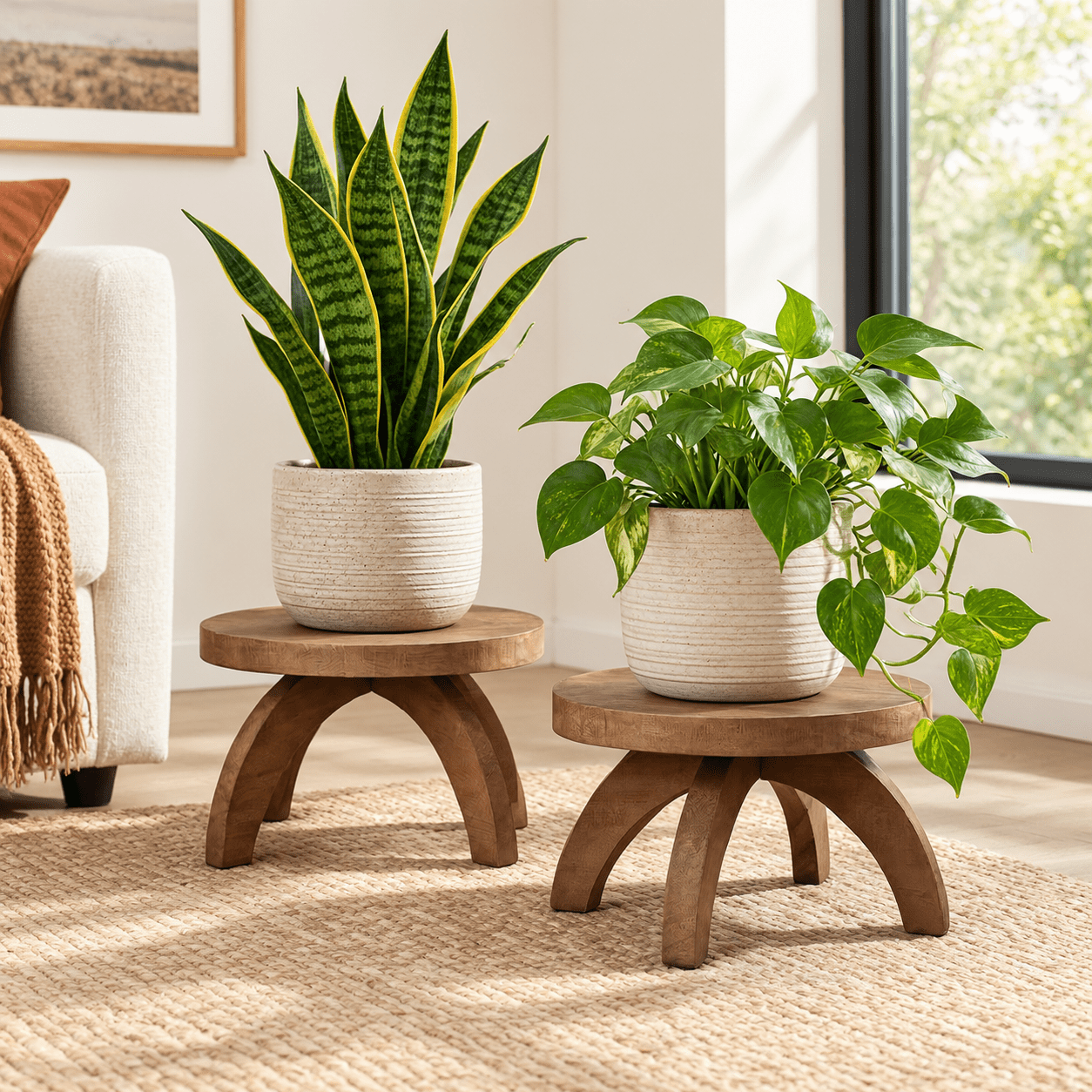 2 Short Plant Stand Small Wood Stool Rustic Color - Walmart.com