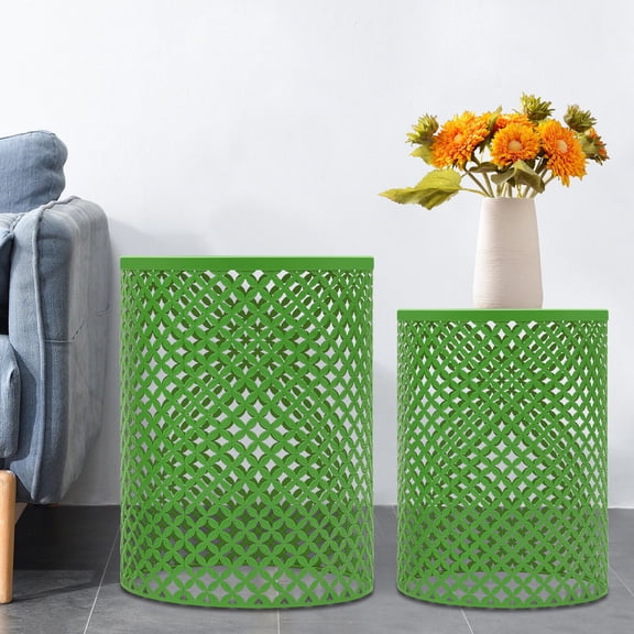 2*Side ‎Indoor and Outdoor Tables Modern Green Iron 2pcs Outdoor Side Table, Metal Frame Accent Table, Modern End Table