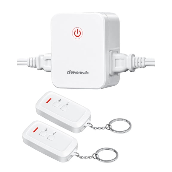 2 Side Outlets Remote Control Outlet with 2 Remotes, No Interference Wireless Remote Outlet Light Switch with 2 Outlets, 15A/1875W, 100ft RF Range, Programmable