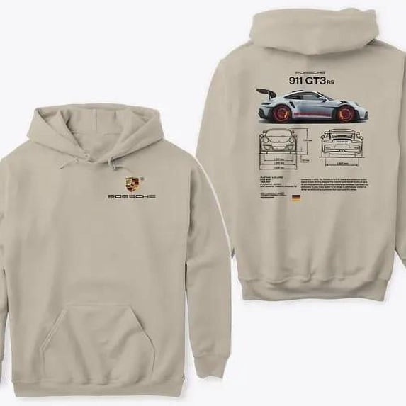 2 Side-Porsche 911 GT3 RS Aesthetic - Trending for Fans- -Clothing- Trend Classic Menswear Unisex Comfort Hoodie, Color: Sand, Size: 3XL