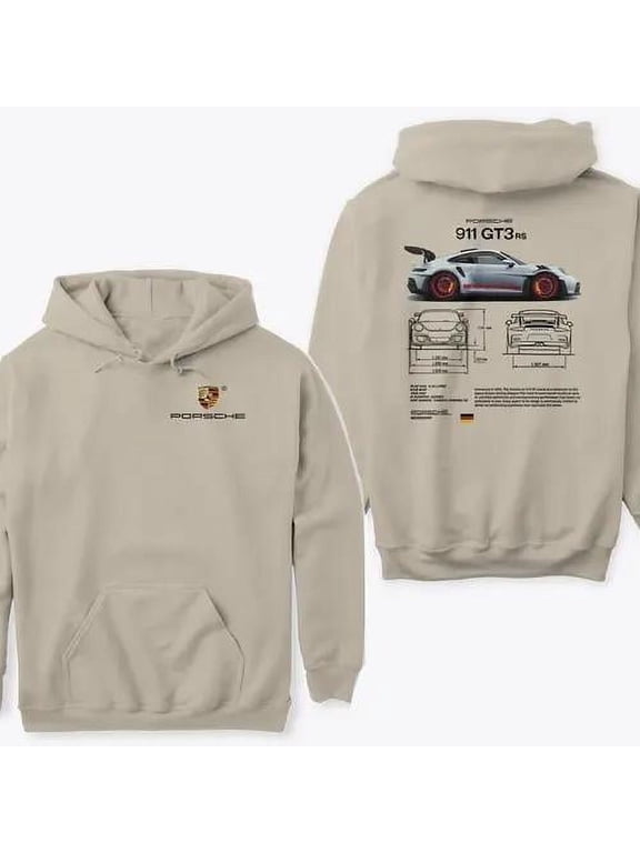 2 Side-Porsche 911 GT3 RS Aesthetic - Trending for Fans- -Clothing- Trend Classic Menswear Unisex Comfort Hoodie, Color: Sand, Size: M