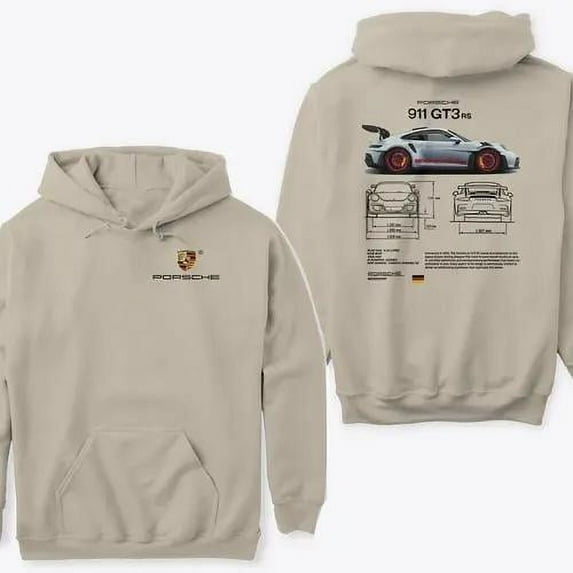 2 Side-Porsche 911 GT3 RS Aesthetic - Trending for Fans- -Clothing- Trend Classic Menswear Unisex Comfort Hoodie, Color: Sand, Size: S