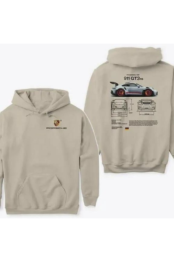 2 Side-Porsche 911 GT3 RS Aesthetic - Trending for Fans- -Clothing- Trend Classic Menswear Unisex Comfort Hoodie, Color: Sand, Size: S