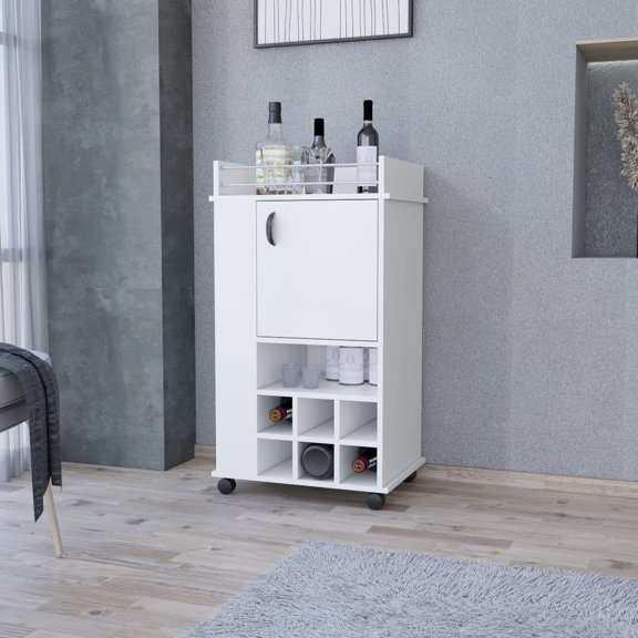 2 - Side Shelves & 6 - Built - In Wine Racks / Effortless Mobility with Smooth - Rolling Casters for Entertaining