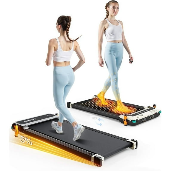2 Side Walking Pad with Incline Massage Function, 2 in 1 Under Desk Walking Pad and Foot Massager Treadmills forgift, Portable Treadmill with Remote Control LED Display