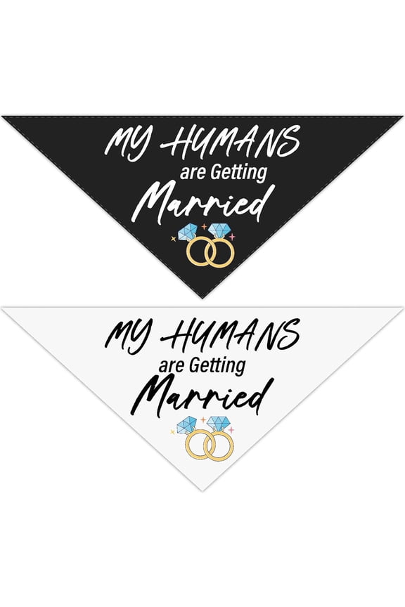 2 Sided 2Pcs Married Word Dog anas Wedding Ring Pet ana Triangle Scarf for Medium Large Dogs Reversible Cat Kerchief Adjustable Cats Bibs Accessory Pets Engagement Party Outfit Decor DIY