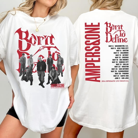 2 Sided AMPERSANDONE Graphic T-Shirt, Born To Define Casual Streetwear Tee, MHS02