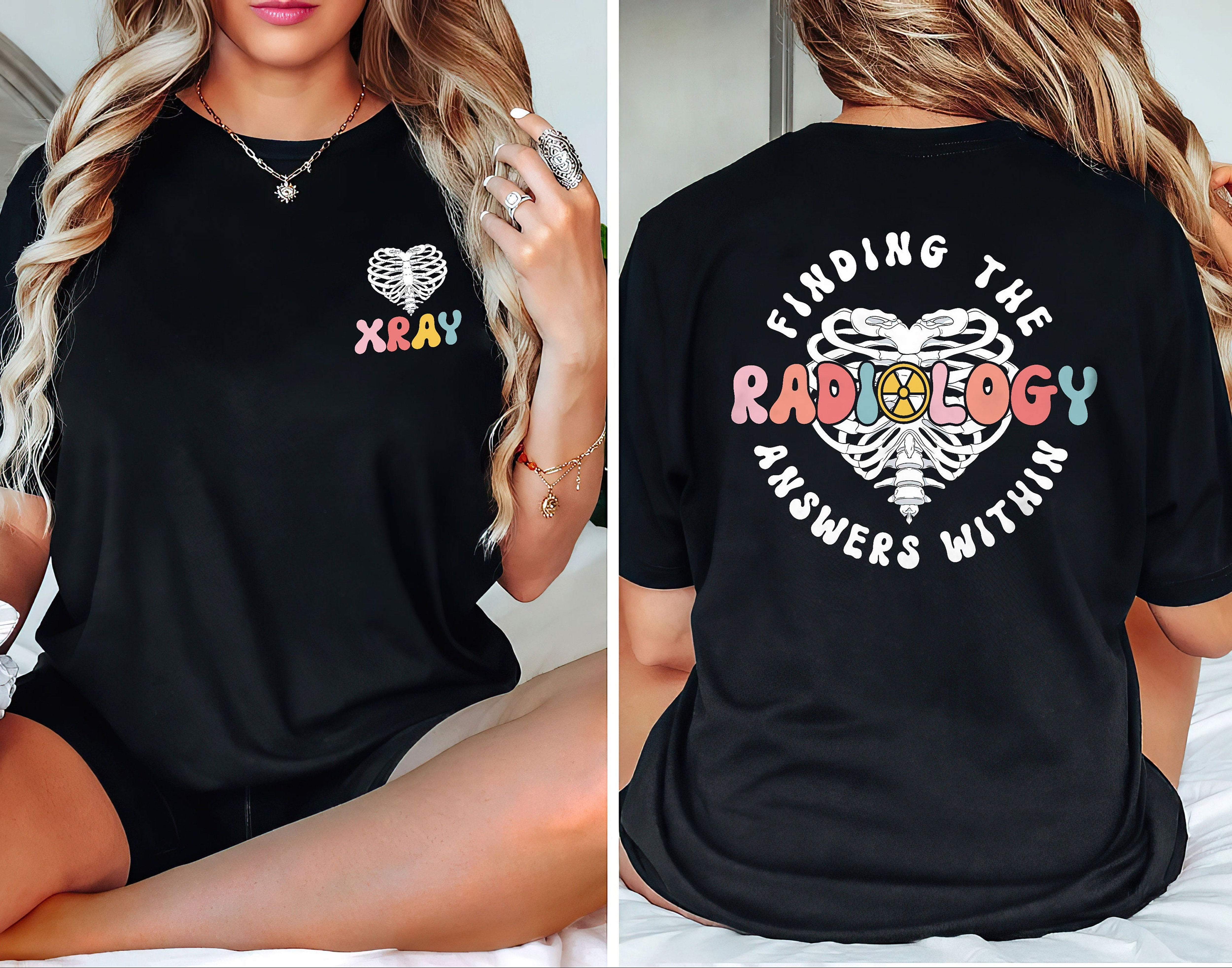 2 Sided Aesthetic Xray Radiology Shirt, Heart Rib Cage Radiologist