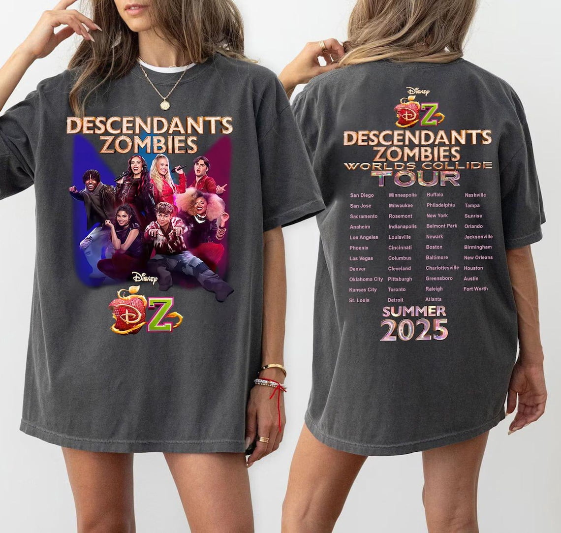 2 Sided Descendants Zombies World Tour T-Shirt, The Rise Of Red ...