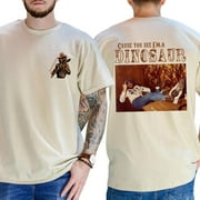 FRESHTHREADS CO. 2 Sided Graphic Printed Classic Cotton . Dinosaur Hank Williams Jr. Bocephus Western . Southern Retro Boho Hippie . Unisex Comfort Tee T Shirt, Color: Ash Grey, Size: S