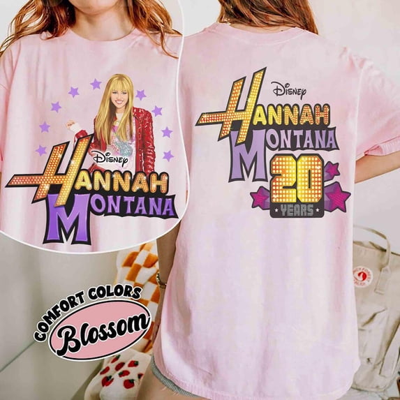 2-Sided Hannah Montana 20Th Anniversary Comfort Colors T-Shirt, Channel Pop Star Tee, Magic Kingdom,Blossom Color,Size XL