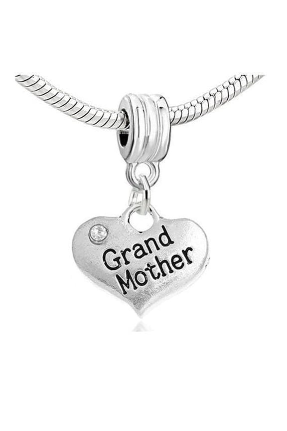 2 Sided Heart w/Crystal Stones For Snake Chain "Grand Mother"