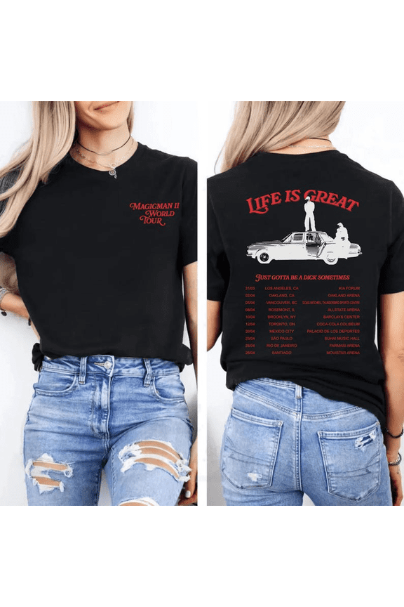 2 Sided Jackson Wang Magicman 2 Graphic T-Shirt, Kpop Life Is Great Tee