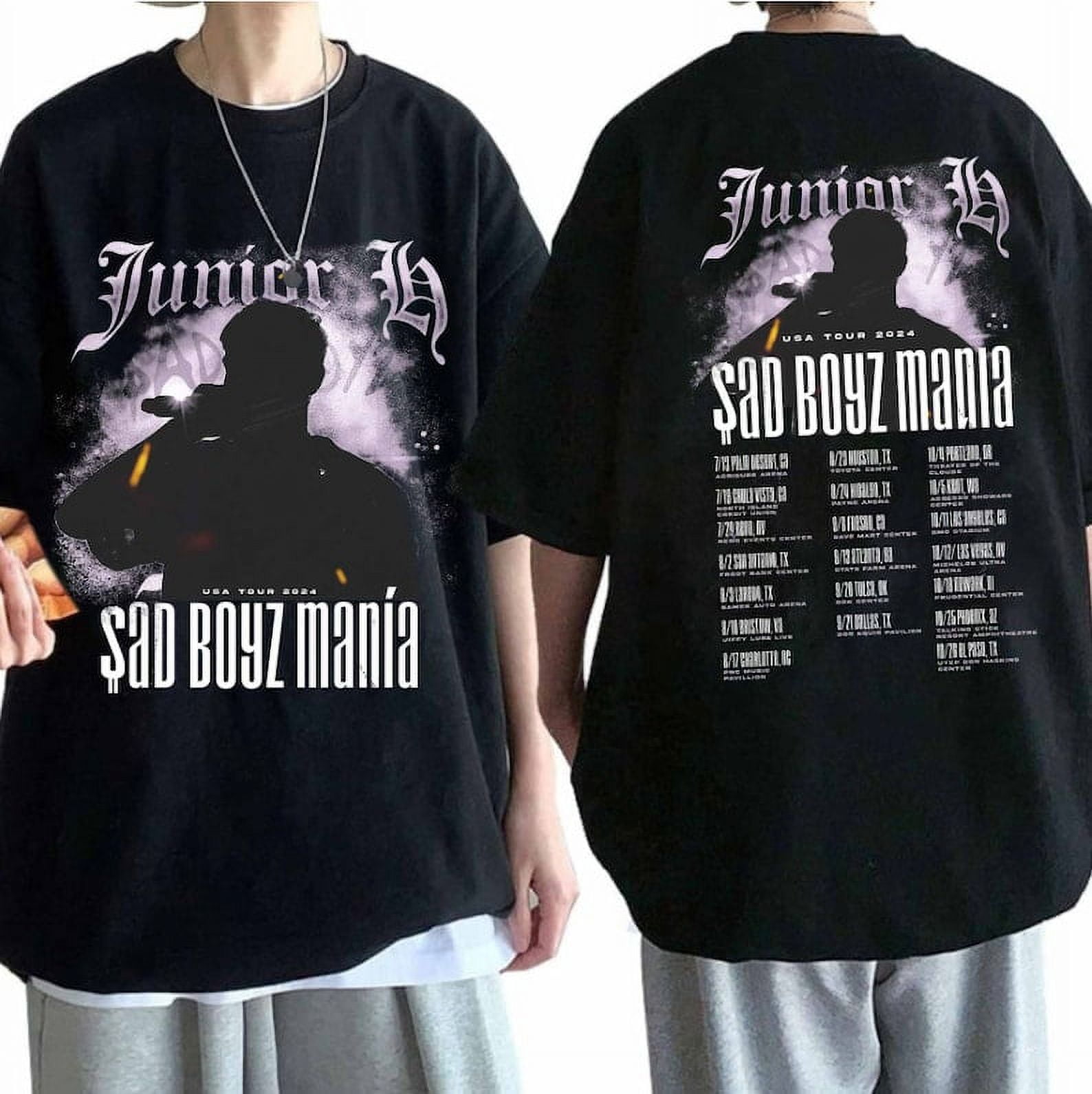 2 Sided Junior H Sad Boyz Mania Tour 2024 Unisex Shirts, Junior H