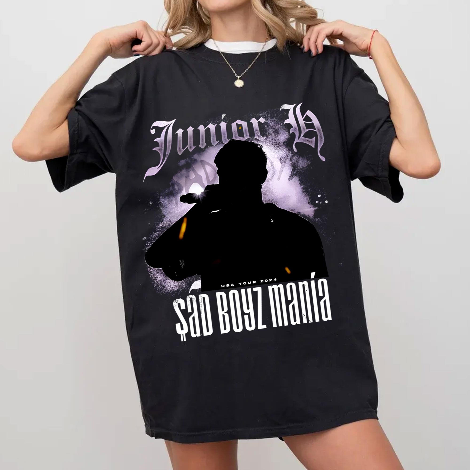 2 Sided Junior H Sad Boyz Mania Tour 2024 Unisex Shirts, Junior H