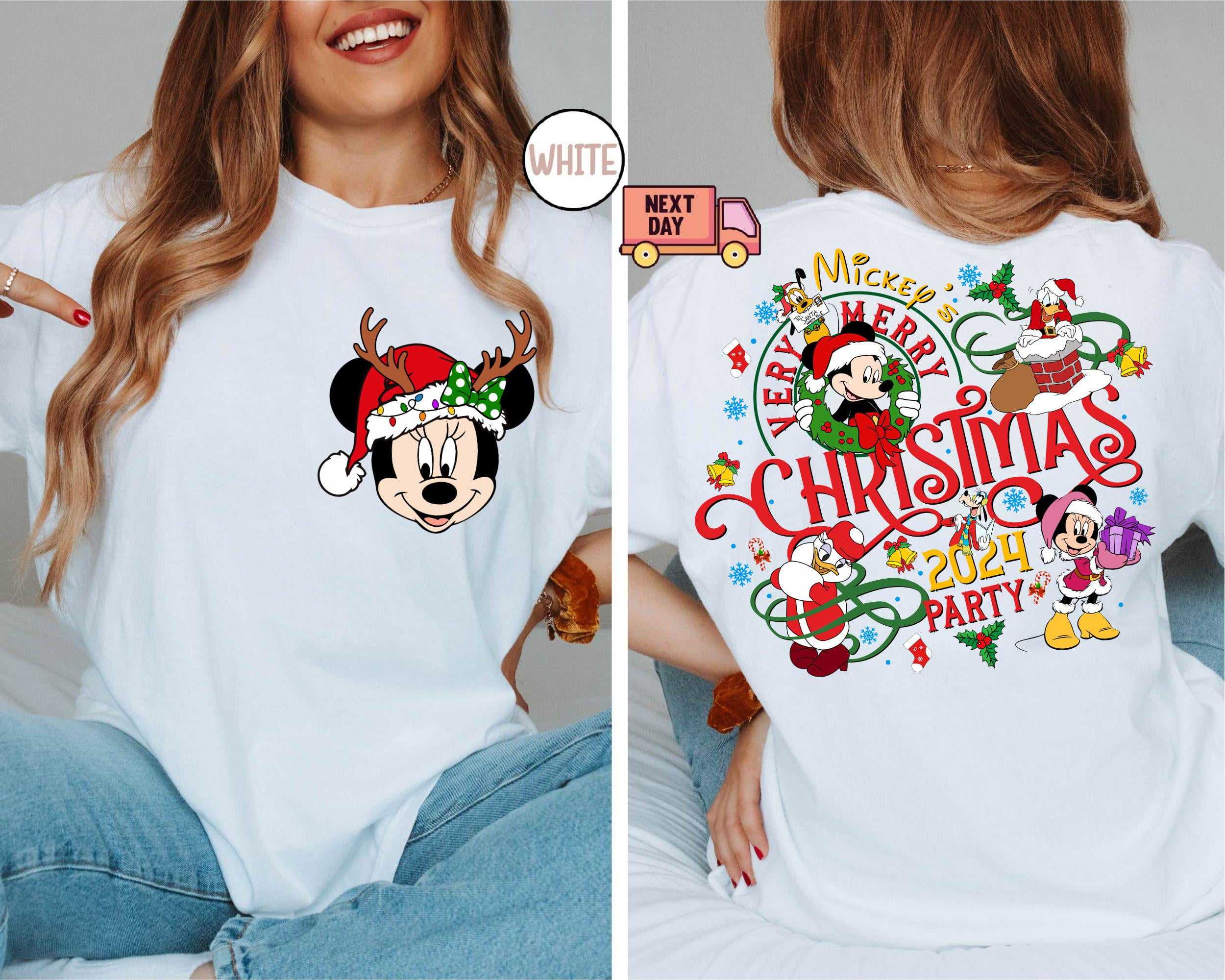 2Sided Mickey'S Very Merry Christmas Party 2024 Shirt,Disn.E.Y Santa