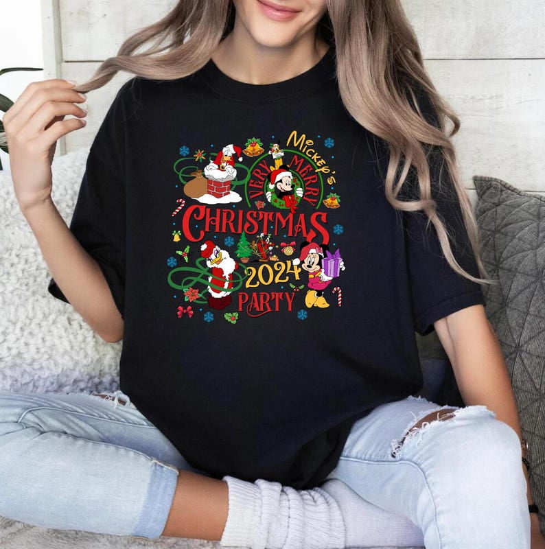 2Sided Mickey'S Very Merry Christmas Party 2024 Shirt, Disneyland Xmas