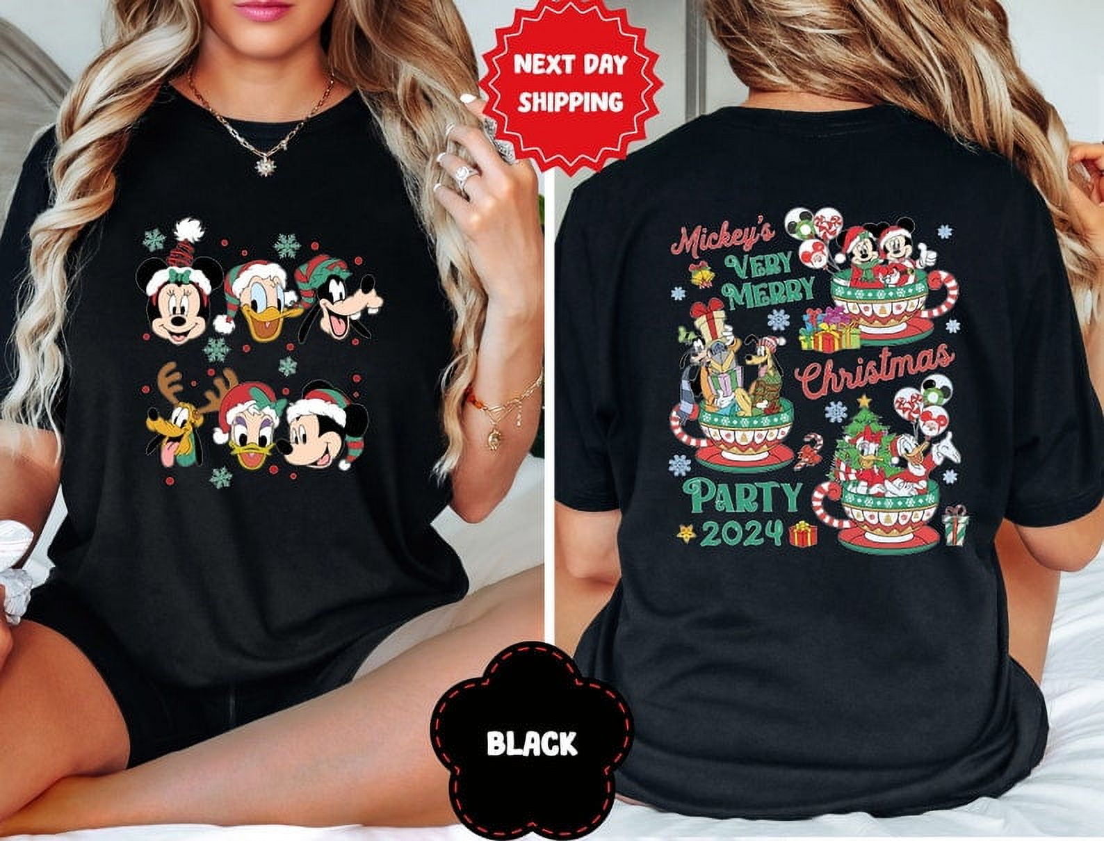 2Sided Mickey's Very Merry Christmas Party 2024 Shirt, Disney Santa