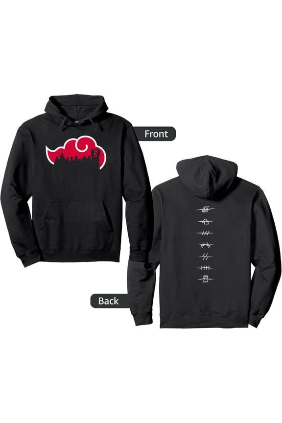 2 Sided Naruto Shippuden Akatsuki Silhouette Anime Pullover Hoodie