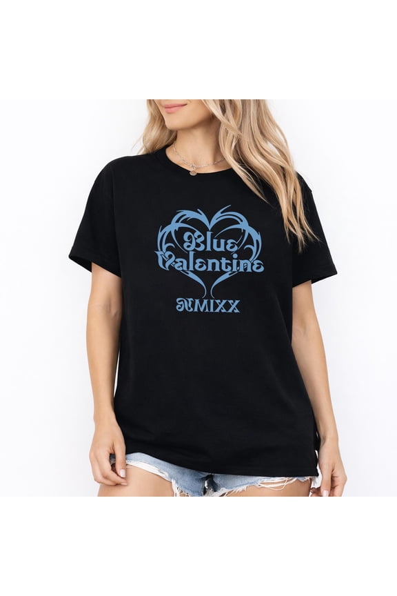 2 Sided Nmiixx Episode 1 Zero Fronttier Graphic T-Shirt, Blue Valentine Album, Music Theme Short Sleeve Tee, MHS03