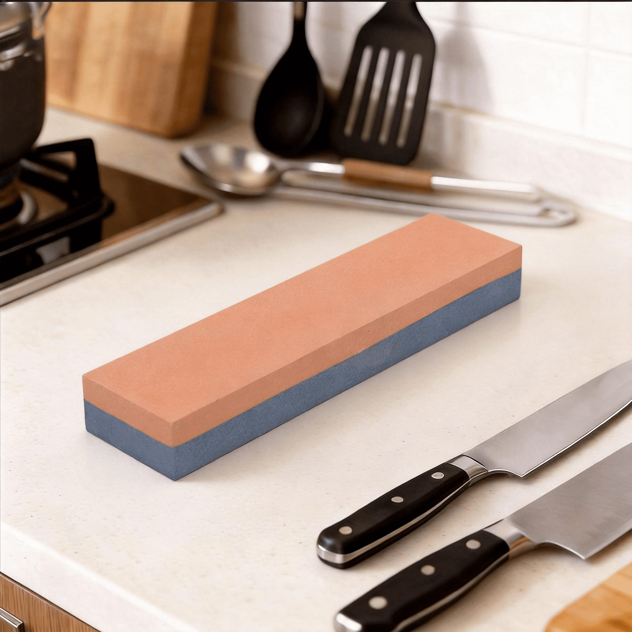 2 Sided Sharpening Stone, Knife Sharpener Stone Kitchen Whetstone Knife Sharpener for Scissors Knives Outdoor Kitchen