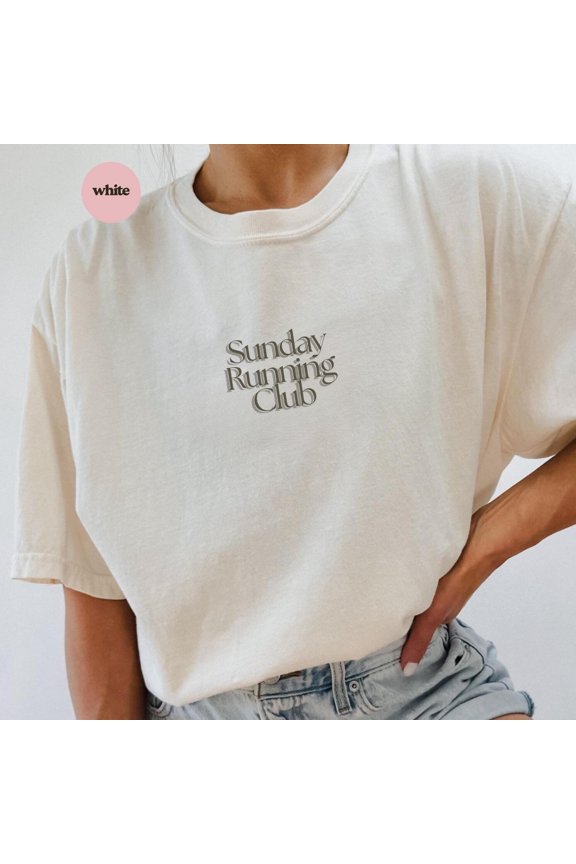 2 Sided Sunday Running Club T-Shirt, Shirt for Runners, Gifts for Joggers, Fitness Lover Gift, Minimalist Wellness Swag, Self Care Club, Jogging Tee