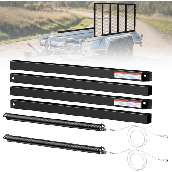 2-Sided Tailgate Utility Trailer Gate Ramp Lift Assist System for Open Trailers Upgraded Antique Black