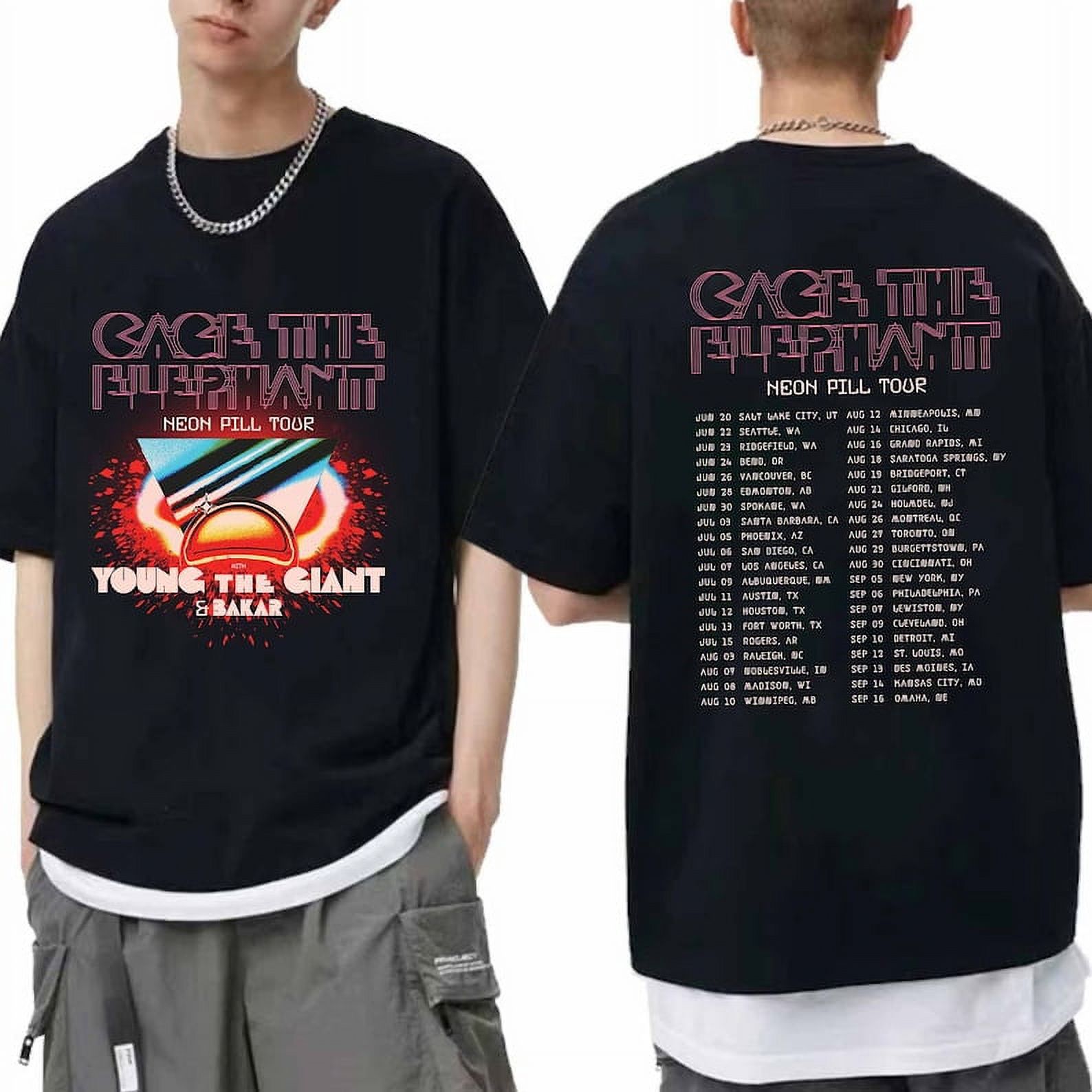 2 Sided Tee Cage The Elephant Neon Pill Tour 2024 Shirt Cage The 