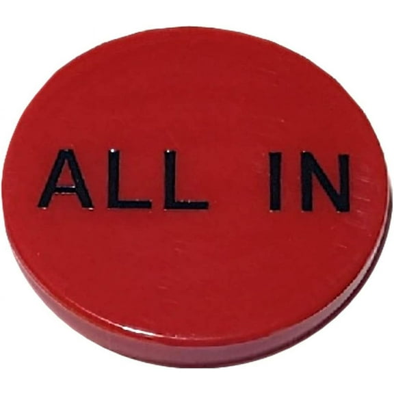 2-Sided Texas Hold'em Poker 2" All In Button, Red wth Black Lettering