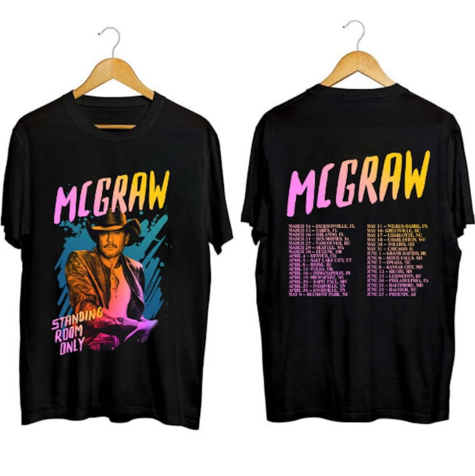 2 Sided Tim McGraw 2024 Tour Standing Room Only Unisex Shirts, Tim