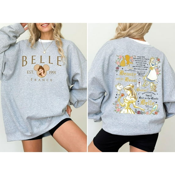 2-Sided Vintage Tale As Old As Time Sweatshirt, Disney Princess Belle France Est 1991 Sweater, Disnayland Trip Shirt