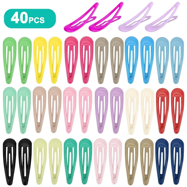 2'' Silicone Coated Hair Barrettes, TSV 40pcs Non-Slip Metal Snap Hair ...