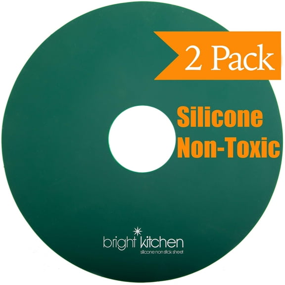 2 Silicone Dehydrator Sheets NON-Toxic for Nesco Round Dehydrators Fruit Roll Up Fruit Leather Circle ReUsable Flexible Non Stick - 2 FLAT Sheets