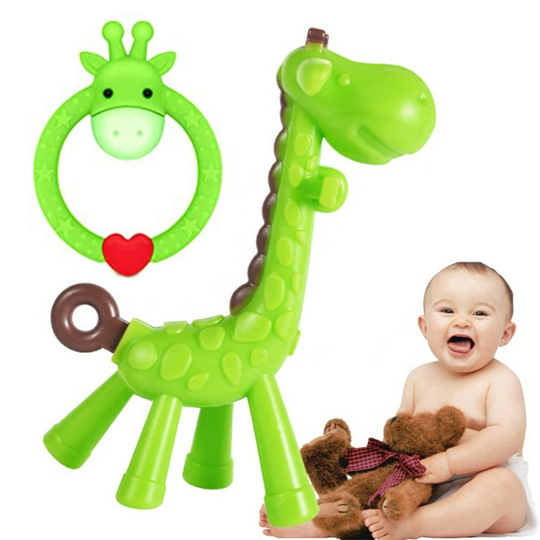 2 Silicone Giraffe Baby Teether Toy for 3 Months Above Infant Sore Gums Pain Relief and Baby Shower Set of 2 Different Teething Toys Green Walmart