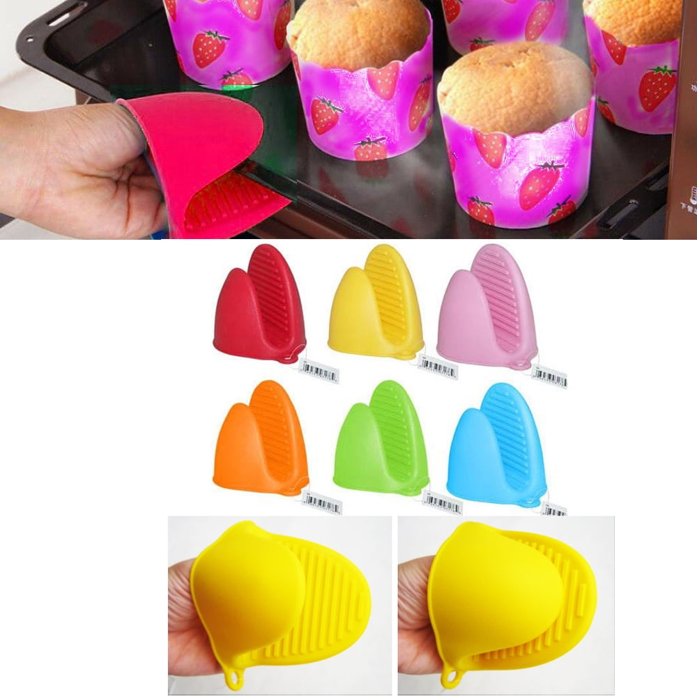 2p Silicone Hot Potholder and Oven Mini Pinch Mitts (Pink)