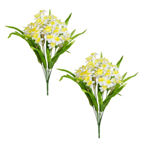 Factory Direct Craft Artificial Spring Daffodil Flower Bushes, Set of 2, 19 Inch Easter Floral Bushes