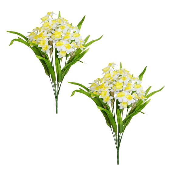 2 Silk Yellow and White Daffodil Flower Bushes - for Spring Decor - Factory Direct Craft