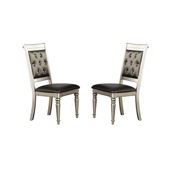 Of 2 Silver Dining Chairs With Back, Stable Solid Wood Frame, Suited For Room, 200 Lbs Weight Capacity, Assembly Needed Back In Silver, Strong Construction, Dining, Capacity