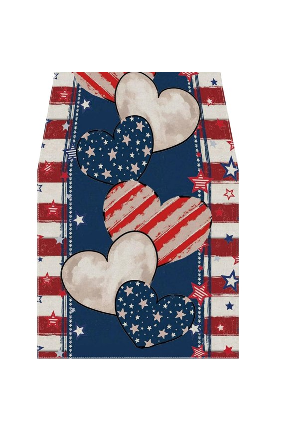 2 Size 4th of July Table Runner Patriotic Red White Blue Star Table Runner Independence Day Memorial Day Holiday Kitchen Dining Table Decor
