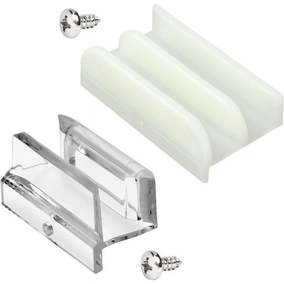 2-Size M6219 Sliding Shower Door Bottom Guide Combo Pack  Durable Plastic Rails for Glass Shower Doors  Easy Installation & Quiet Operation  Fits 1/2 in & 3/8 in Glass Thickness