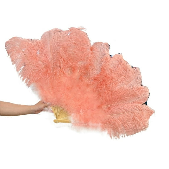 2 Size Retro Large Ostrich Feather Fan Red Dance Fans Party Wedding ...