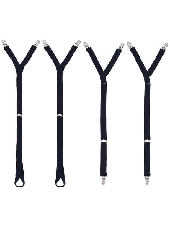 2 Sizes Adjustable Shirt Stays 20.1~29.9 Inch Nylon Sock Non-slip Clamps Black Shirt Garters Extendable Shirt Keepers Shirt Stays