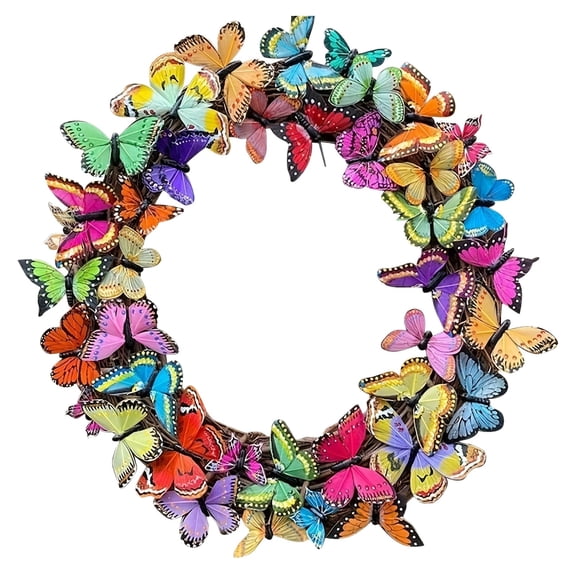 2 Sizes Butterfly Garland, 3.9"/9.8" Simulated Flower Garland, Butterfly Garland for Spring Decor, Floral Wall Hanging for Home, Decorative Garland for Wedding, Party, and Events(Mixcolor1,9.8x9.8")