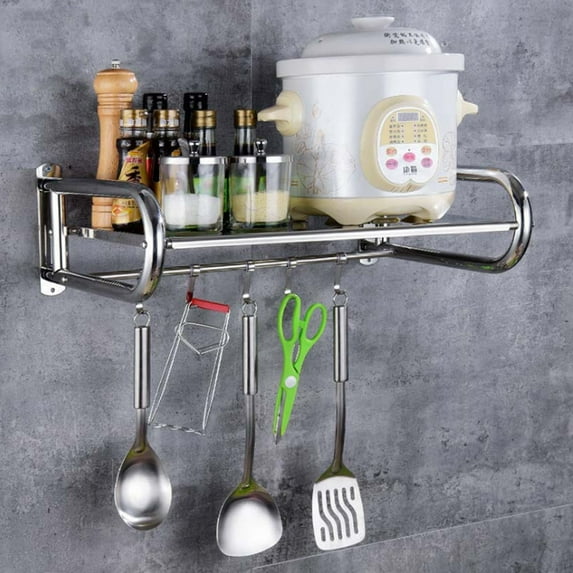 2 Sizes Kitchen Hanging Microwave Oven Stand Storage Rack Shelf Bracket Wall-mounted