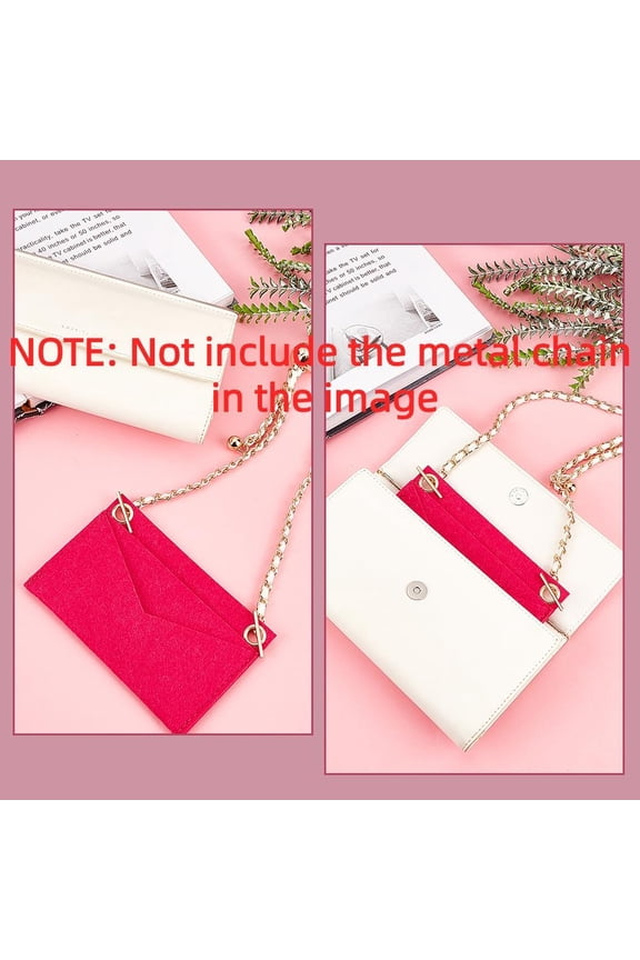 2 Sizes Purse Felt Organizer Insert Women Pochette Conversion Wallet Insert Liner with Eyelets Multi-Pocket Envelope Bag Inside Organization Accessories (No Chain) for Kirigami Rose Red