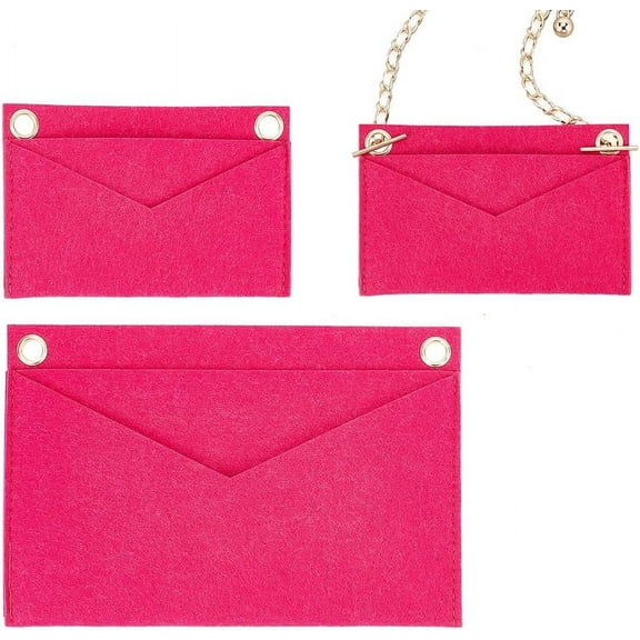 2 Sizes Purse Felt Organizer Insert Women Pochette Conversion Wallet Insert Liner with Eyelets Multi-Pocket Envelope Bag Inside Organization Accessories (No Chain) for Kirigami Rose Red