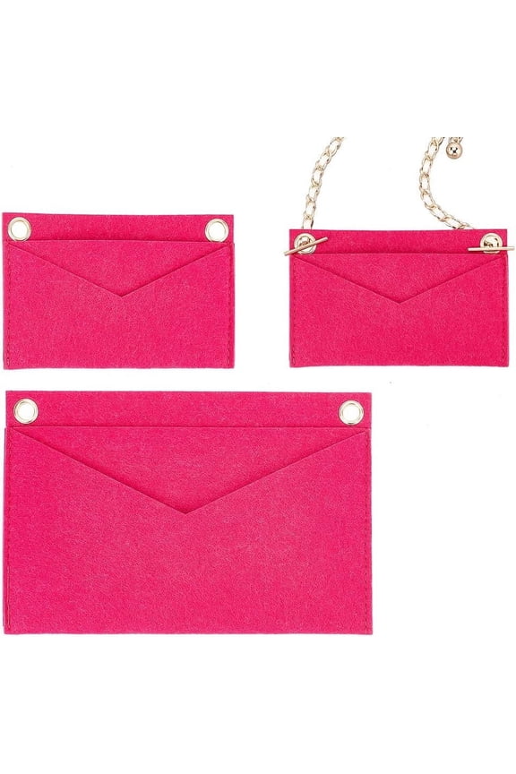 2 Sizes Purse Felt Organizer Insert Women Pochette Conversion Wallet Insert Liner with Eyelets Multi-Pocket Envelope Bag Inside Organization Accessories (No Chain) for Kirigami Rose Red