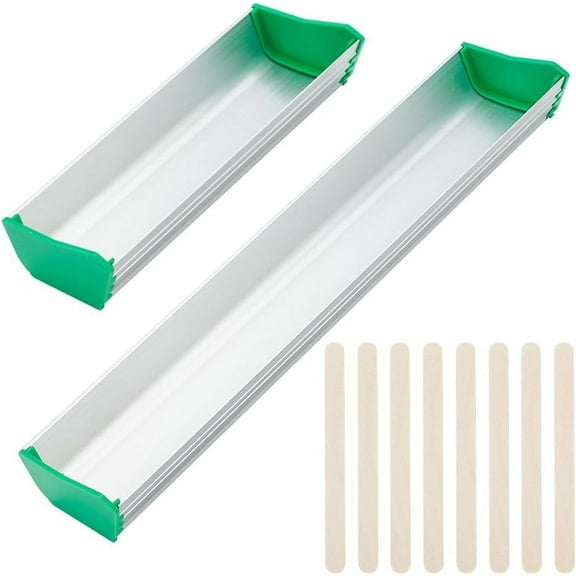 2 Sizes Scoop Coater 6.5/12inch Aluminum Screen Coater with 50pcs Wooden Cakesicle Sticks Dual Edge Emulsion Scoop Durable Platinum Scoop Coating Tool