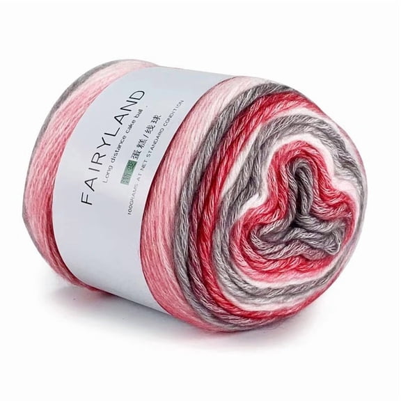 2 Skein 100g Cotton Yarn Dyeing Fancy Blend Yarn Crocheting Cake Yarn Rainbow Yarn for Sweater Coat Scarf and Hat Rosy Brown 3mm